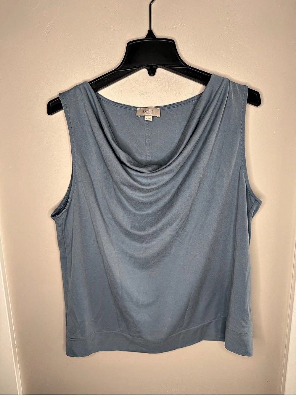 LOFT Draped Neck Tank Top in Blue Size XL